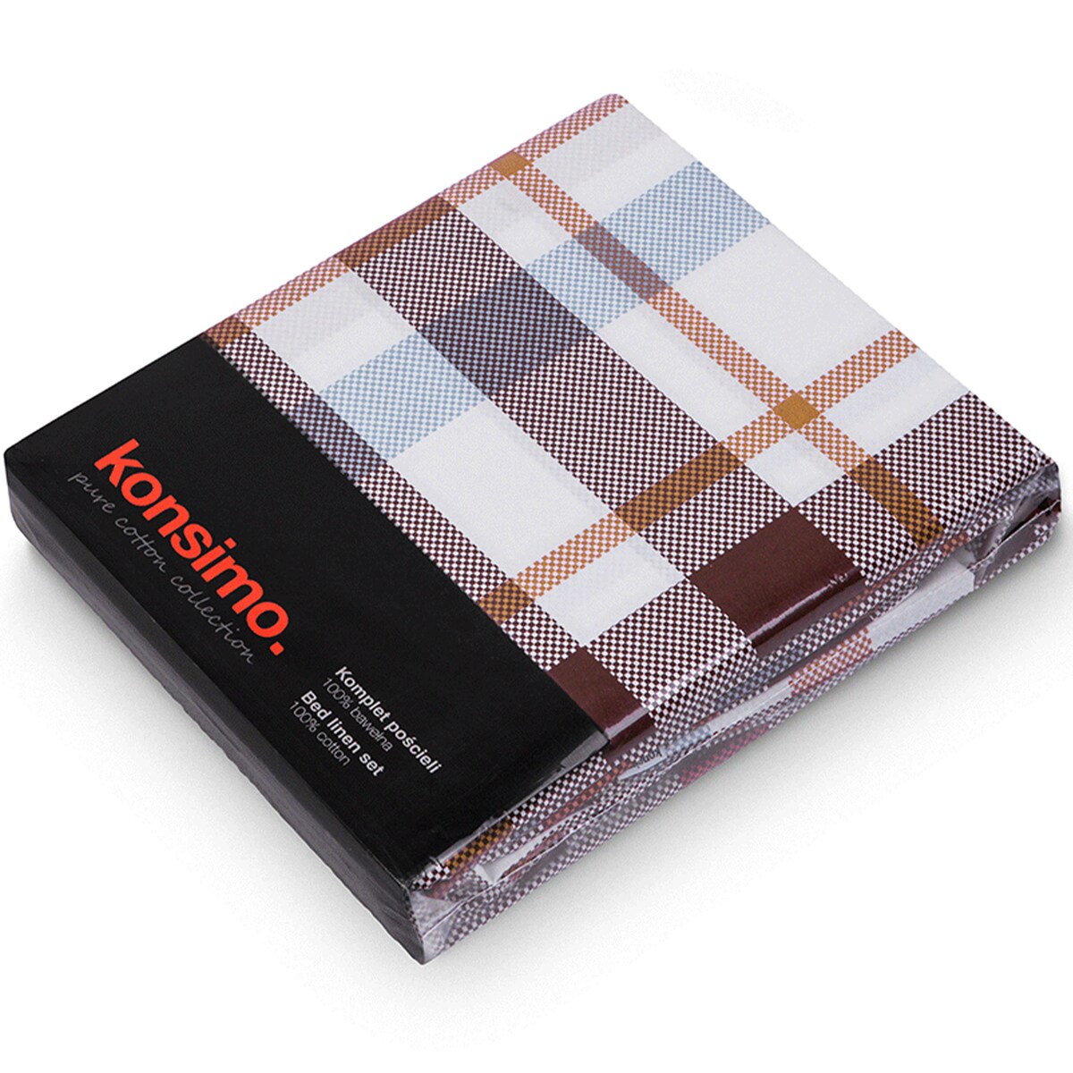 KOBES komplet bawełnianej pościeli, w kratę, 160x200
