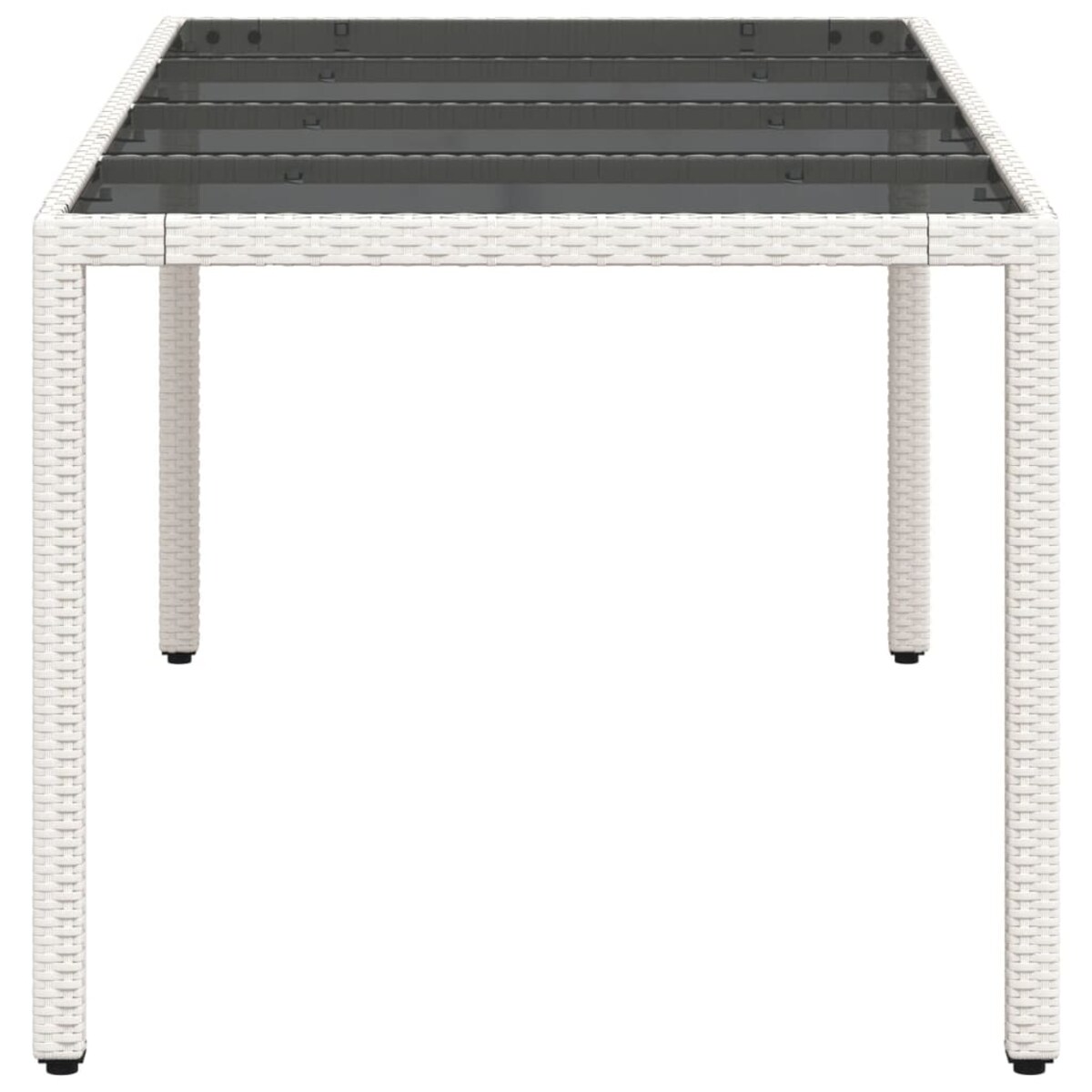 vidaXL Stół ogrodowy ze szklanym blatem, biały 190x90x75 cm, rattan PE