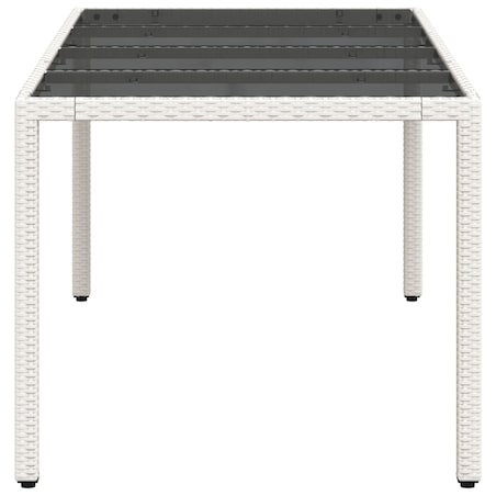 vidaXL Stół ogrodowy ze szklanym blatem, biały 190x90x75 cm, rattan PE