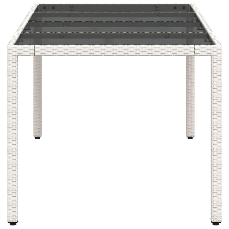 vidaXL Stół ogrodowy ze szklanym blatem, biały 190x90x75 cm, rattan PE
