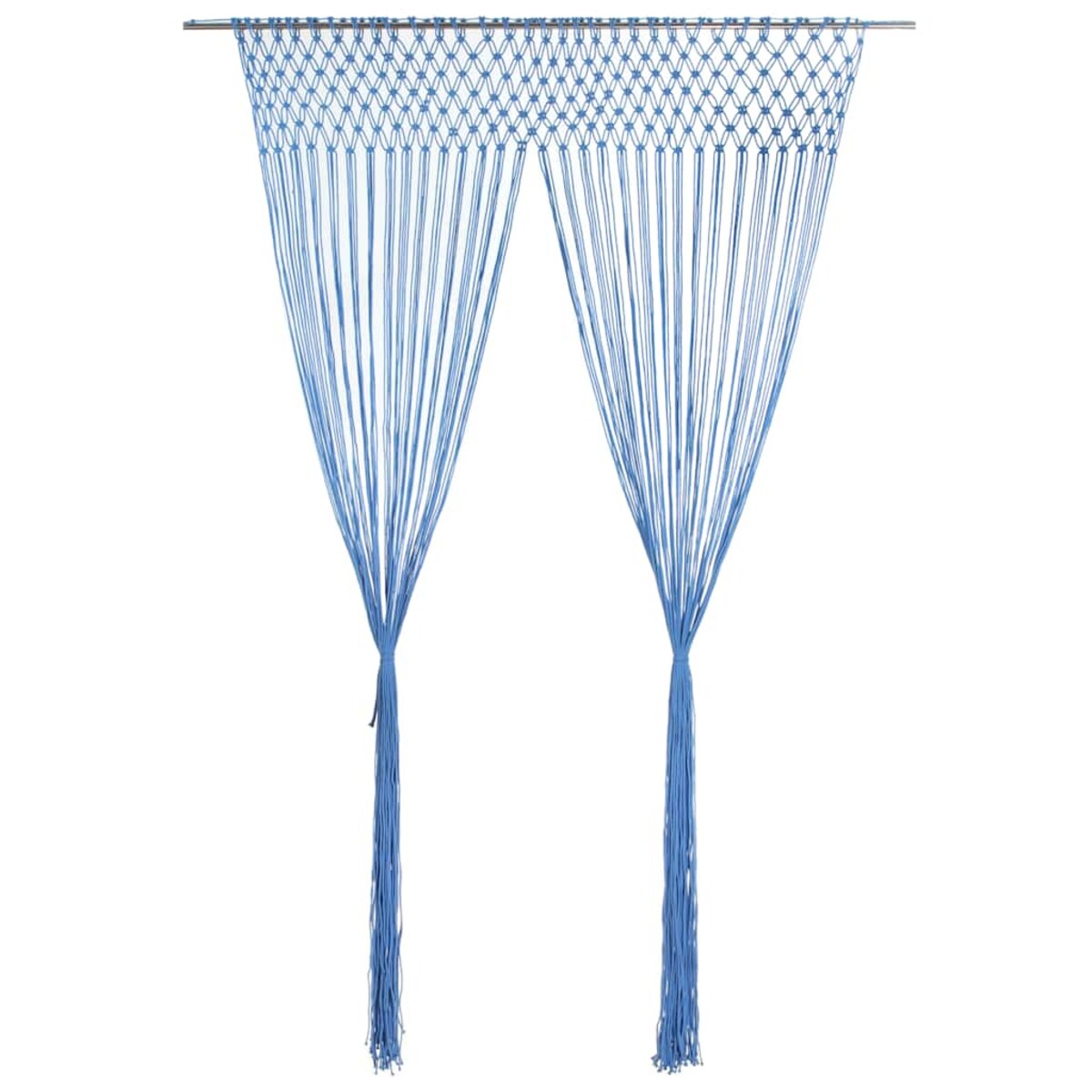vidaXL Zasłona z makramy, niebieska, 140 x 240 cm, bawełna