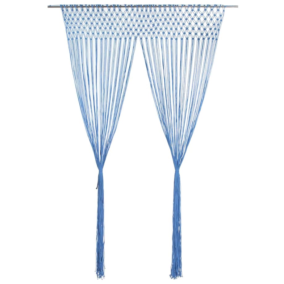 vidaXL Zasłona z makramy, niebieska, 140 x 240 cm, bawełna