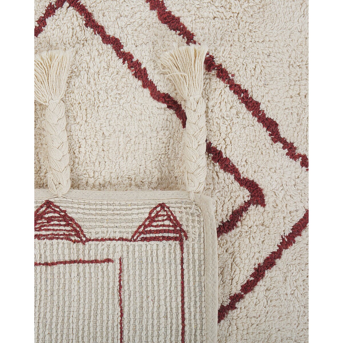 Dywan bawełniany 160 x 230 cm biało-czerwony KENITRA