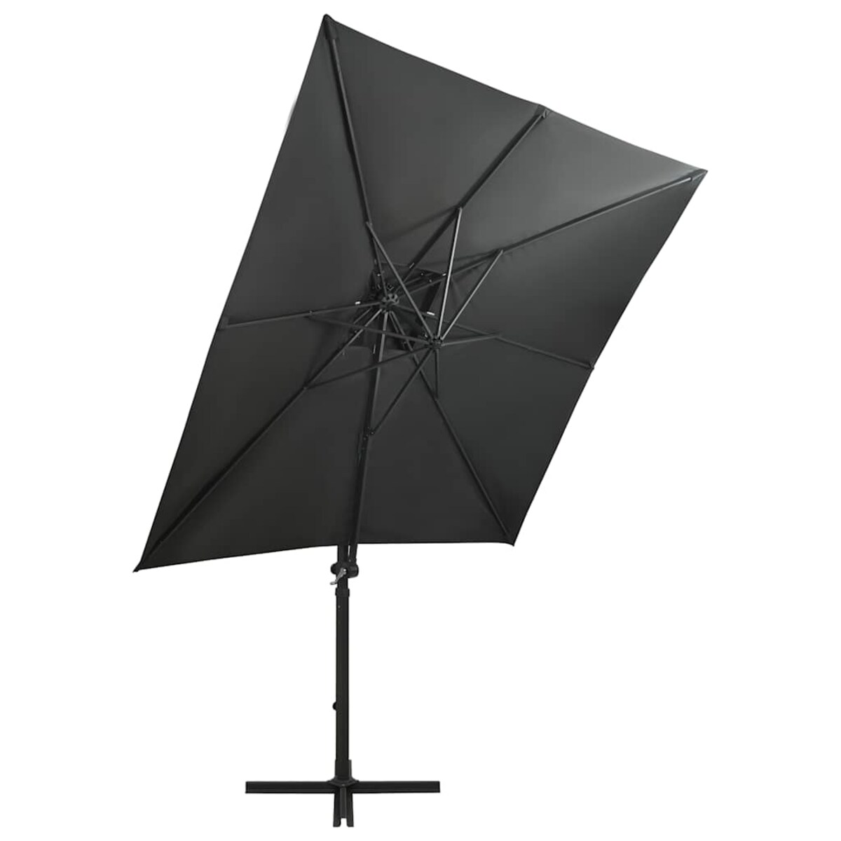 vidaXL Parasol wiszący z lampkami LED i słupkiem, antracytowy, 250 cm