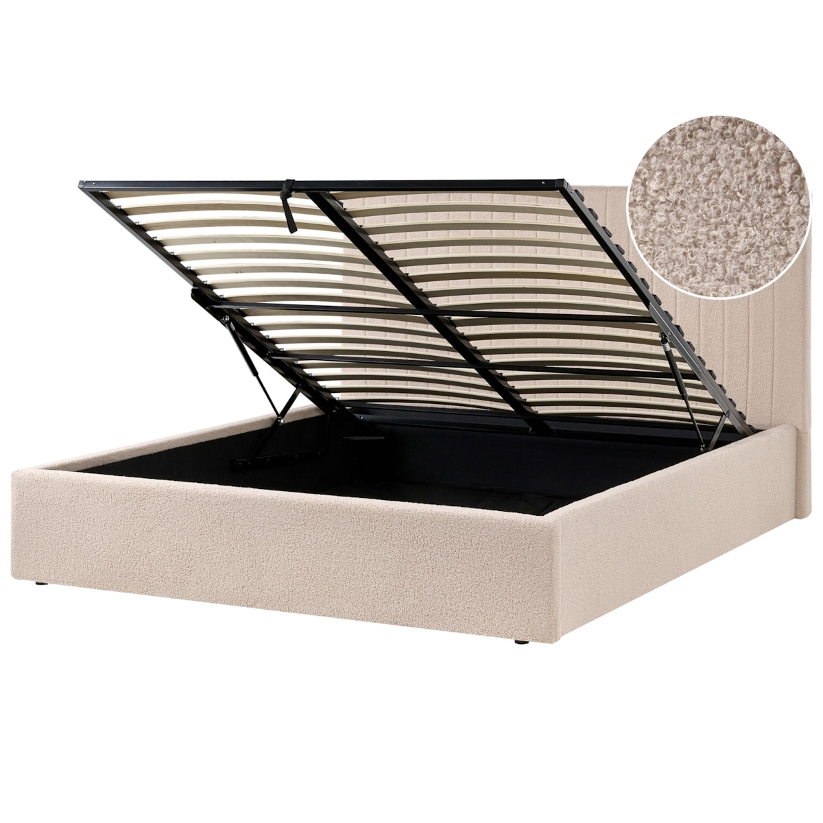 Łóżko z pojemnikiem Boucle VION 160 x 200 cm Beżowy