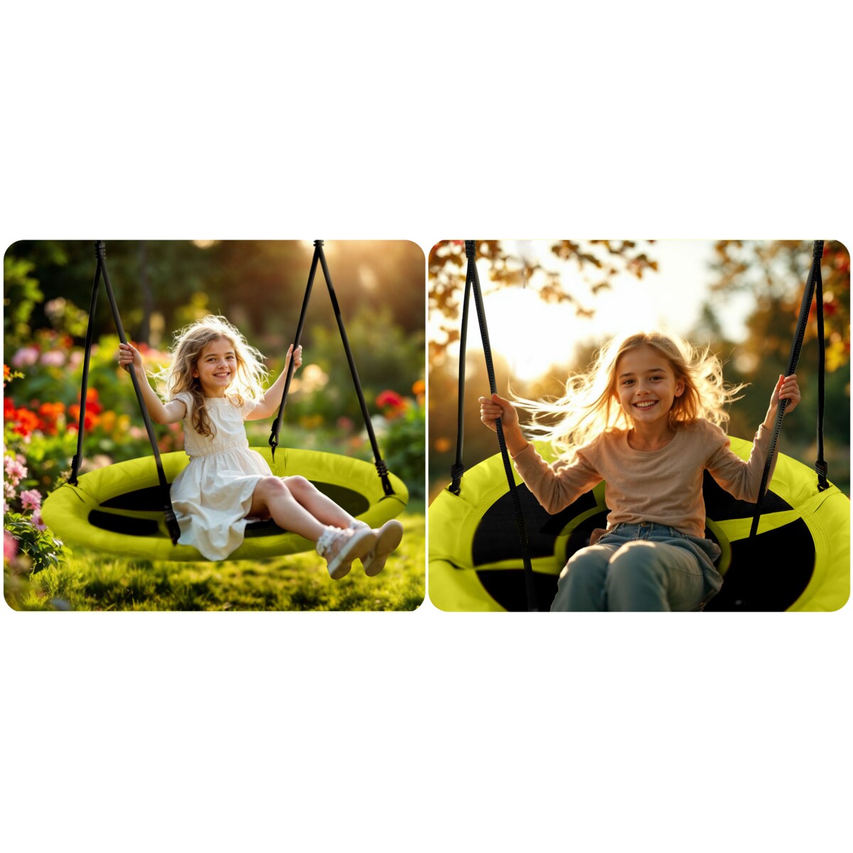 Huśtawka ogrodowa bocianie gniazdo 105 cm Neo-Sport Swingo żółta