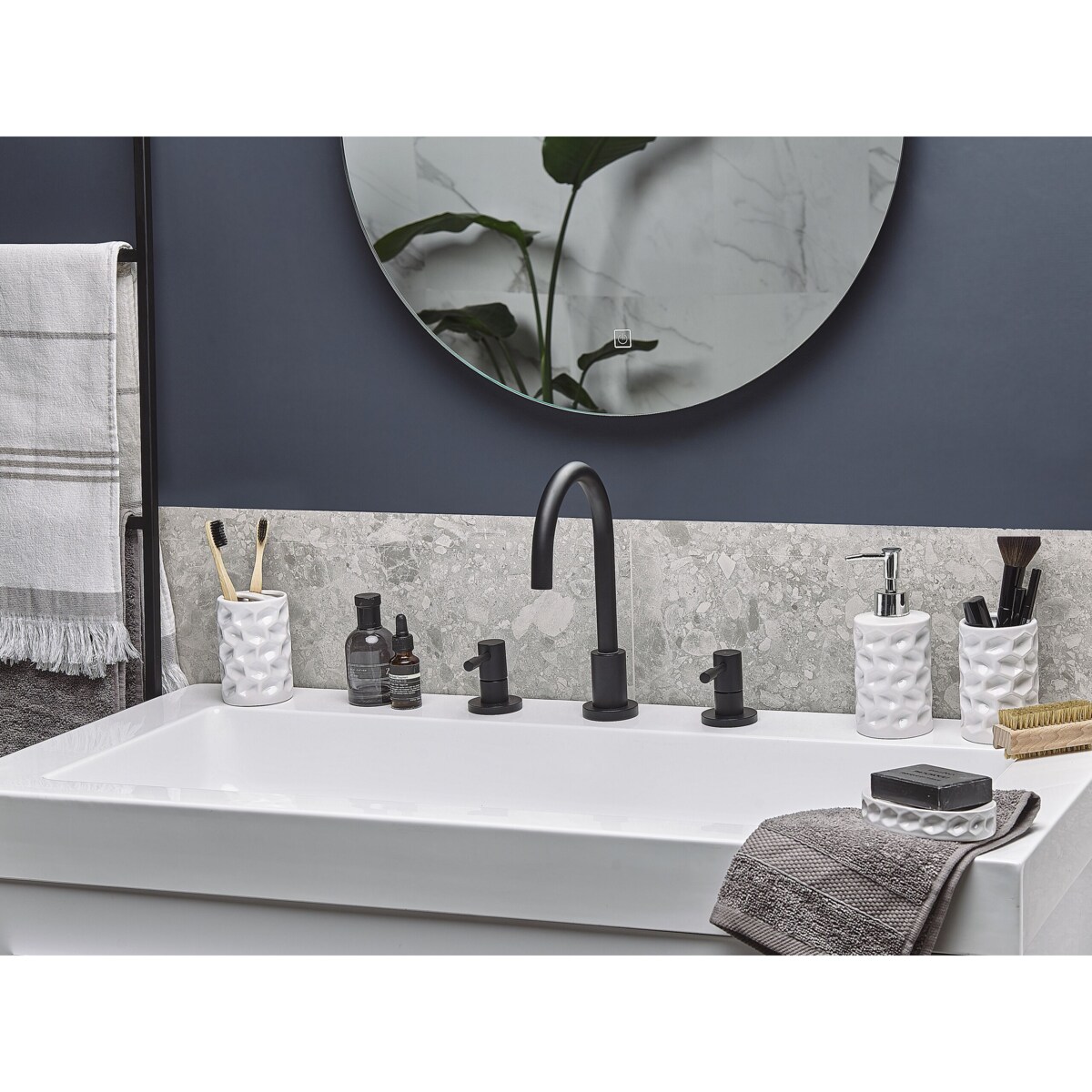 5-częściowy zestaw akcesoriów łazienkowych ceramiczny biały TIRUA