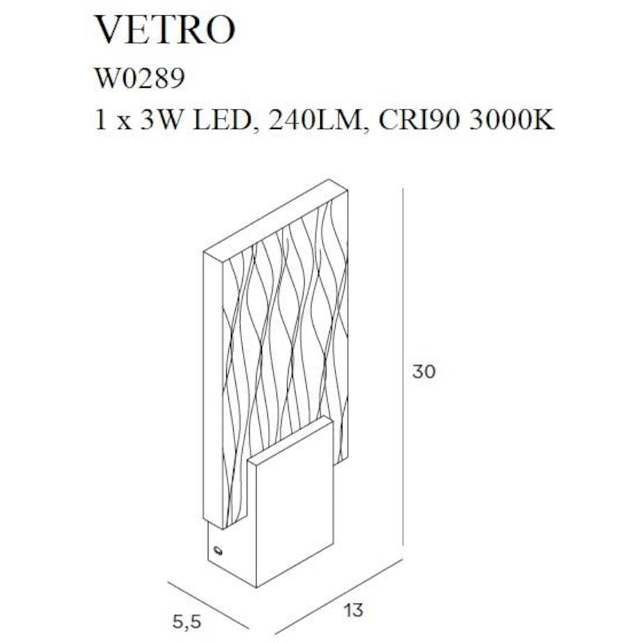 Szklany kinkiet VETRO W0289 Maxlight ścienny LED 3W 3000K do salonu złoty