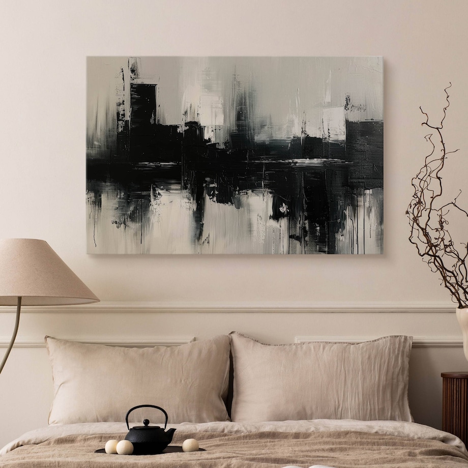Obraz Na Płótnie Czarny Abstrakcyjny Wzór Do Salonu Sypialni 70x50cm