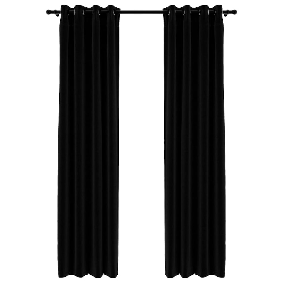 vidaXL Zasłony stylizowane na lniane, 2 szt., czarne, 140x225 cm