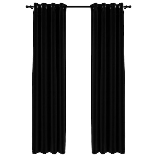 vidaXL Zasłony stylizowane na lniane, 2 szt., czarne, 140x225 cm