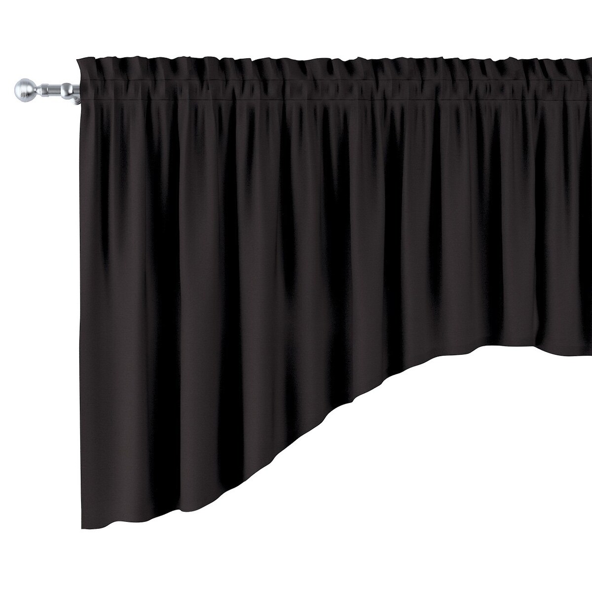 Lambrekin łuk, Black (czarny), 250 x 75+5 cm grzywka, Cotton Panama