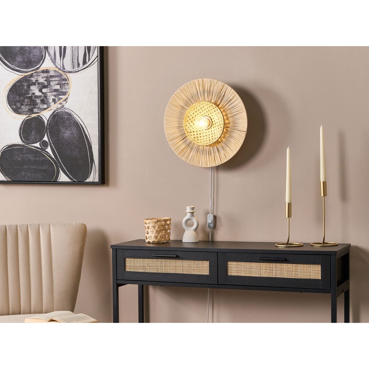 Lampa ścienna papierowa ⌀ 40 cm naturalna YAAPI