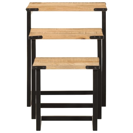 vidaXL Stoliki kawowe, zsuwane razem, 3 szt., drewno mango i żelazo