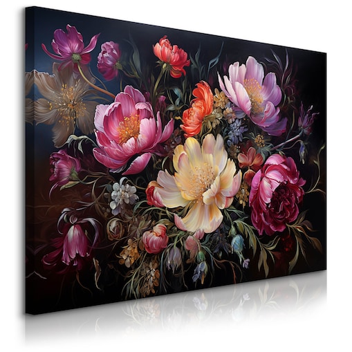 Obraz Do Sypialni Kolorowe Kwiaty Piwonie Abstrakcja Natura Rośliny 120x80cm