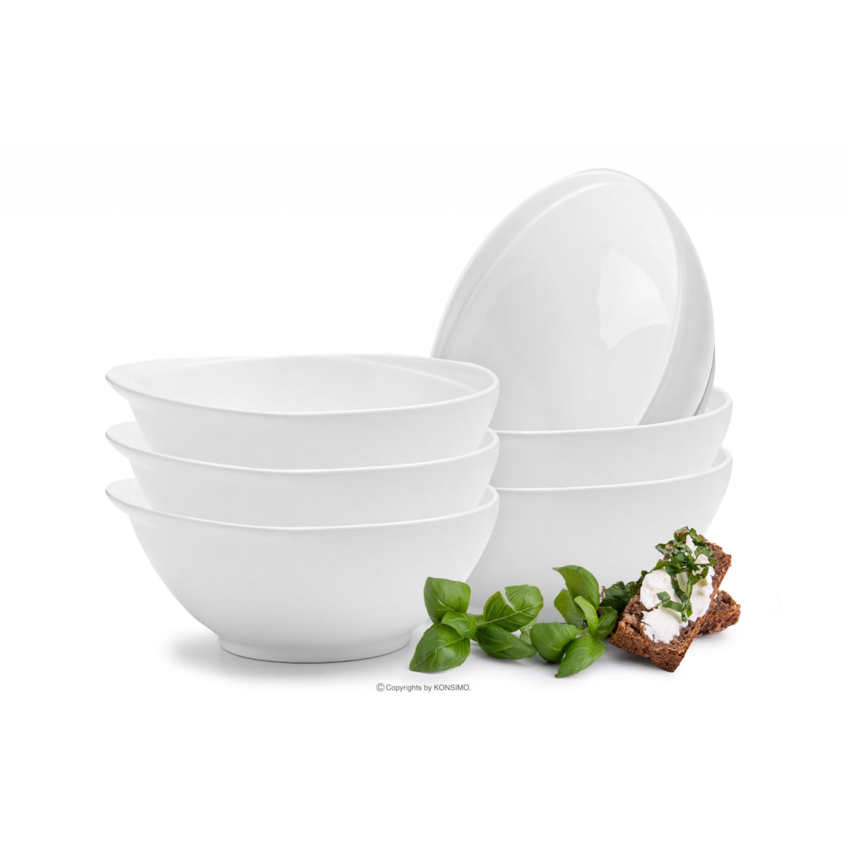 Konsimo RESEDA Zestaw misek porcelanowych dla 6 osób biały, biały
