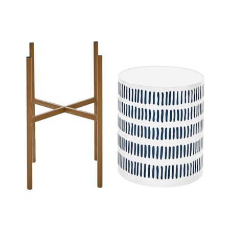 Doniczka na stojaku metalowa 31 x 31 x 58 cm biało-niebieska NEMOROSA