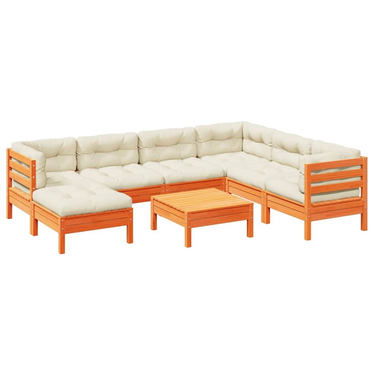 vidaXL 8-cz. zestaw wypoczynkowy do ogrodu, z poduszkami, woskowy brąz