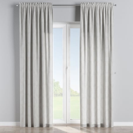 Zasłona na kanale z grzywką 1 szt. 130x260 liście akantu na jasno-popielatym tle