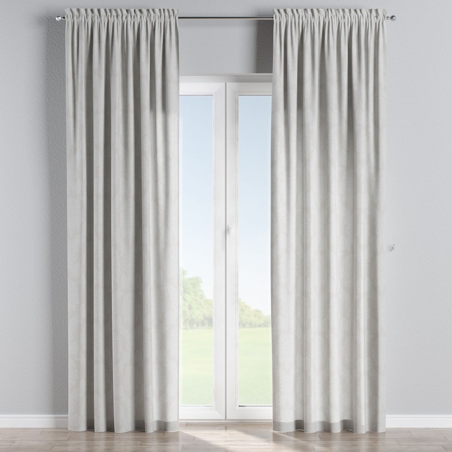 Zasłona na kanale z grzywką 1 szt. 130x260 liście akantu na jasno-popielatym tle