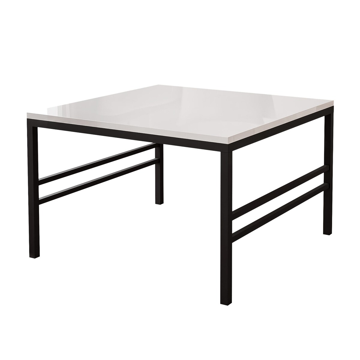 Stolik kawowy blat BIAŁY POŁYSK, CZARNY stelaż 60cm FORMA
