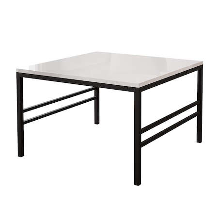 Stolik kawowy blat BIAŁY POŁYSK, CZARNY stelaż 60cm FORMA