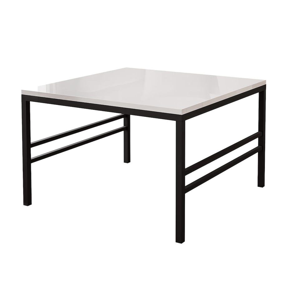 Stolik kawowy blat BIAŁY POŁYSK, CZARNY stelaż 60cm FORMA