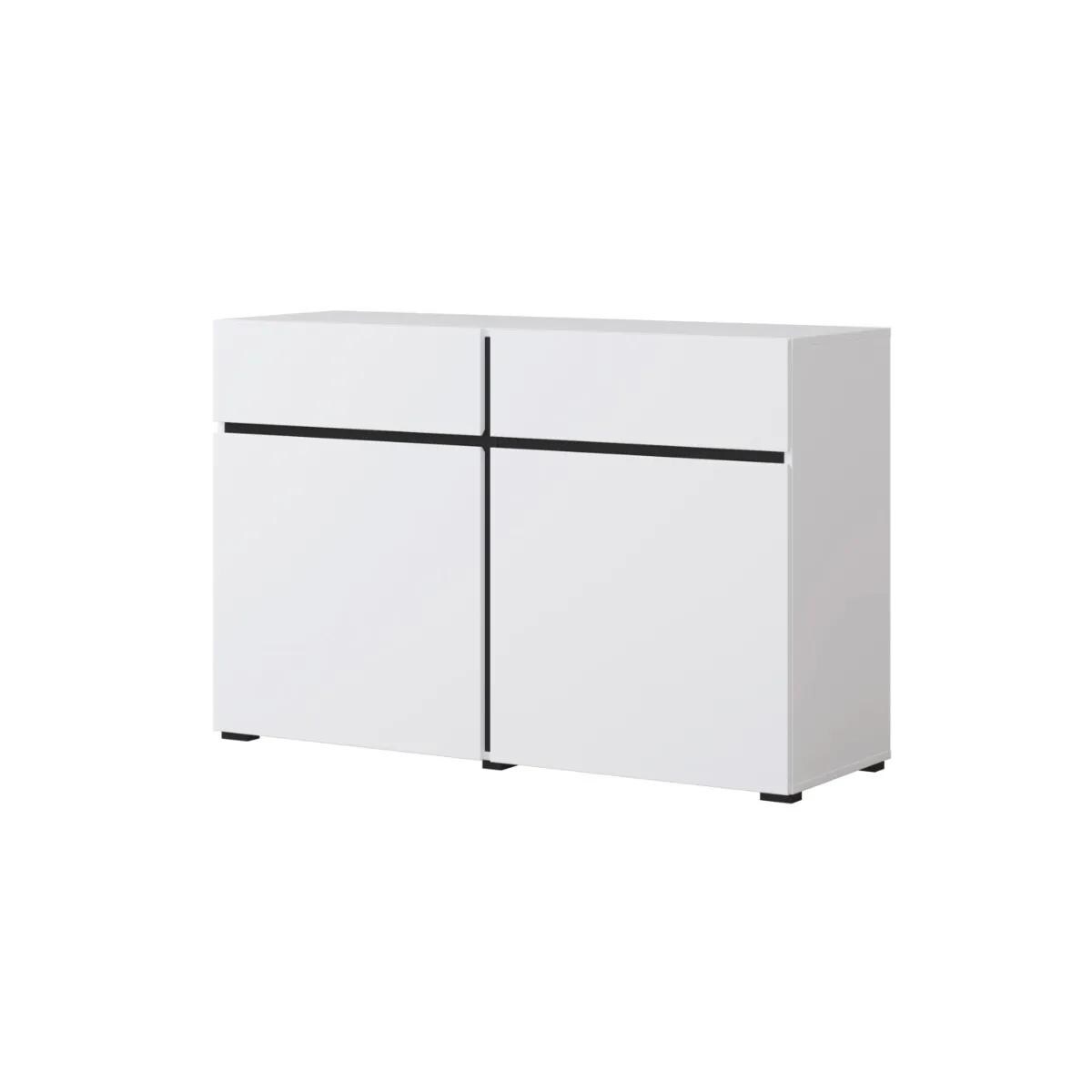 Komoda CROSS 2D2S 119cm biała/czarna
