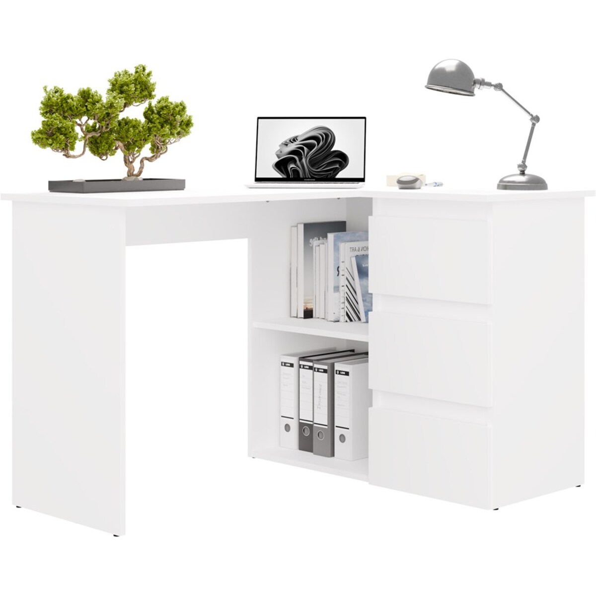 Biurko narożne Nicea prawe biały mat 120x48,5x75 cm 1 szt.