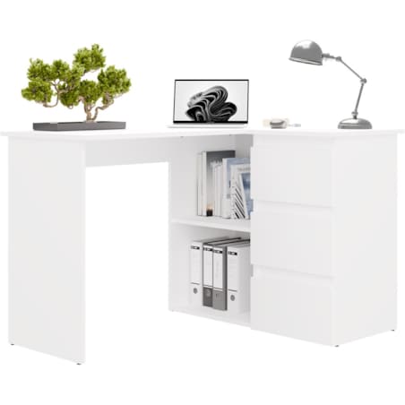 Biurko narożne Nicea prawe biały mat 120x48,5x75 cm 1 szt.