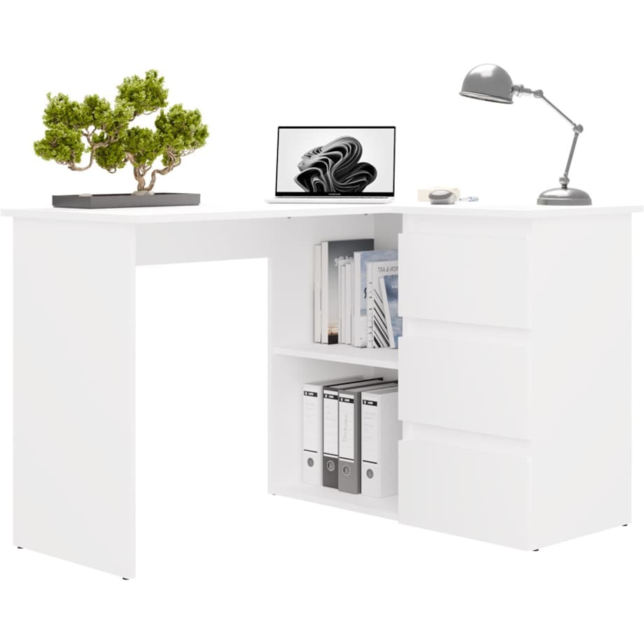 Biurko narożne Nicea prawe biały mat 120x48,5x75 cm 1 szt.