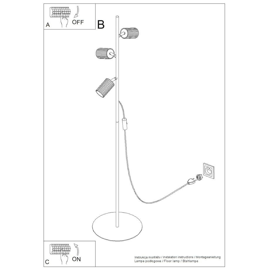 Lampa podłogowa KARBON 3 zielona oliwka