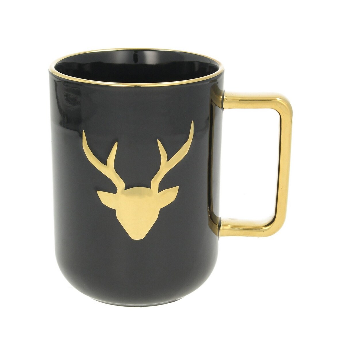 Kubek Christmas Time deer 400ml boże narodzenie, święta, świąteczne, czarny-złoty, 12 x 9 x 12 cm