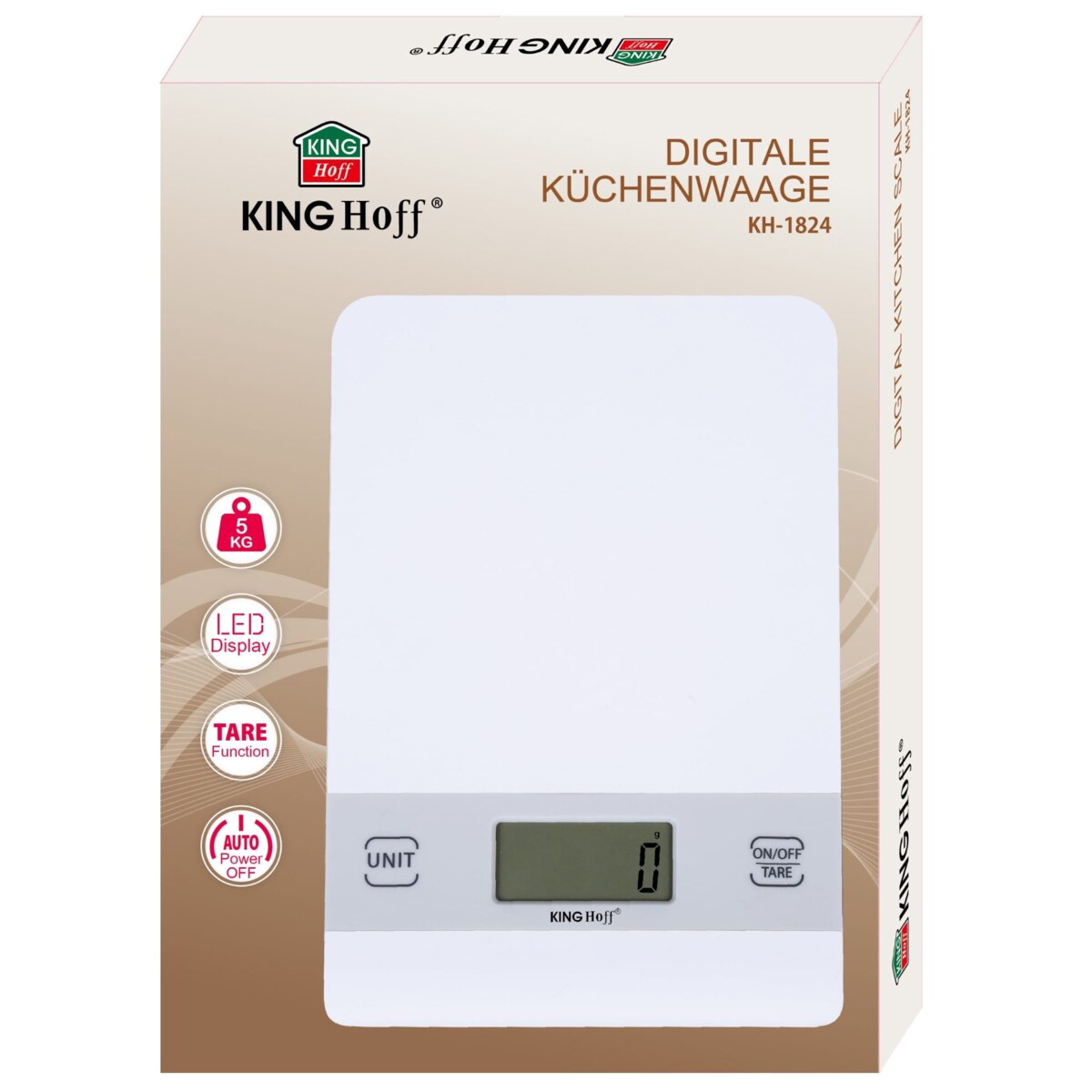 Elektroniczna waga kuchenna 1g 5kg biała KINGHOFF