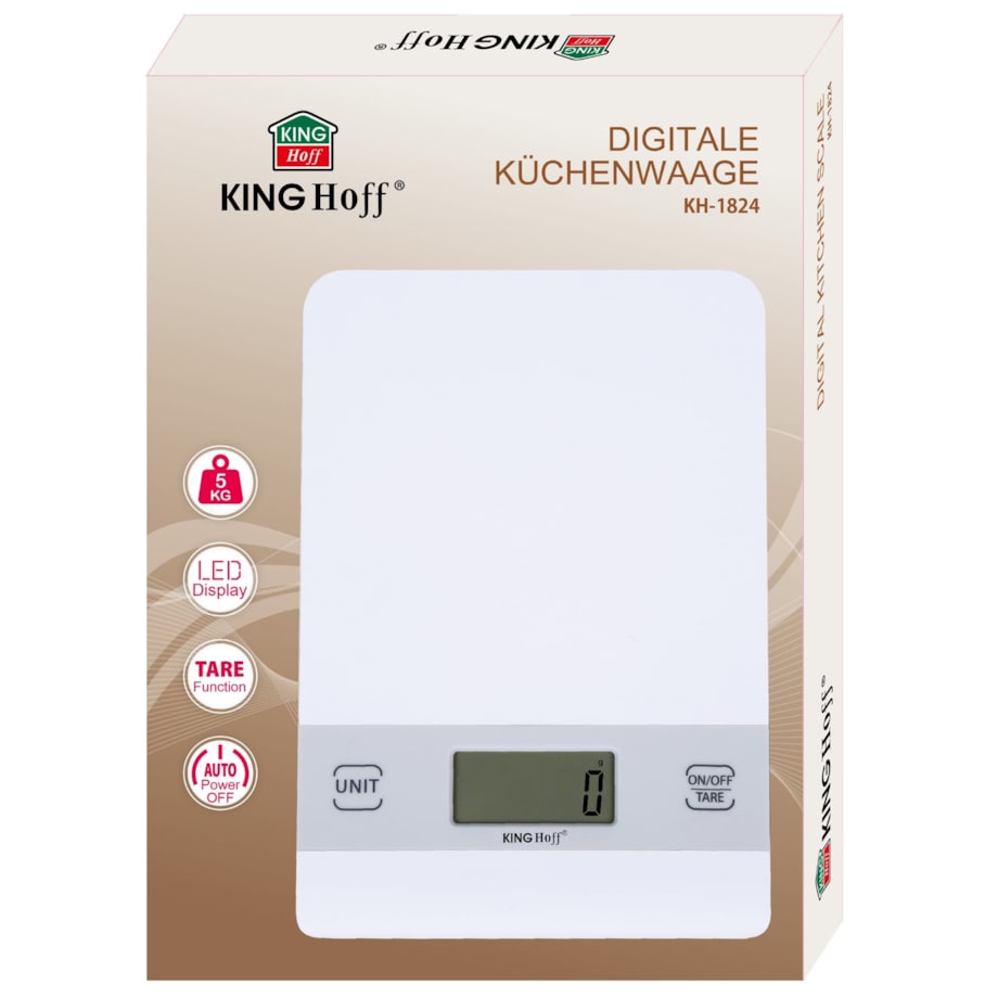 Elektroniczna waga kuchenna 1g 5kg biała KINGHOFF