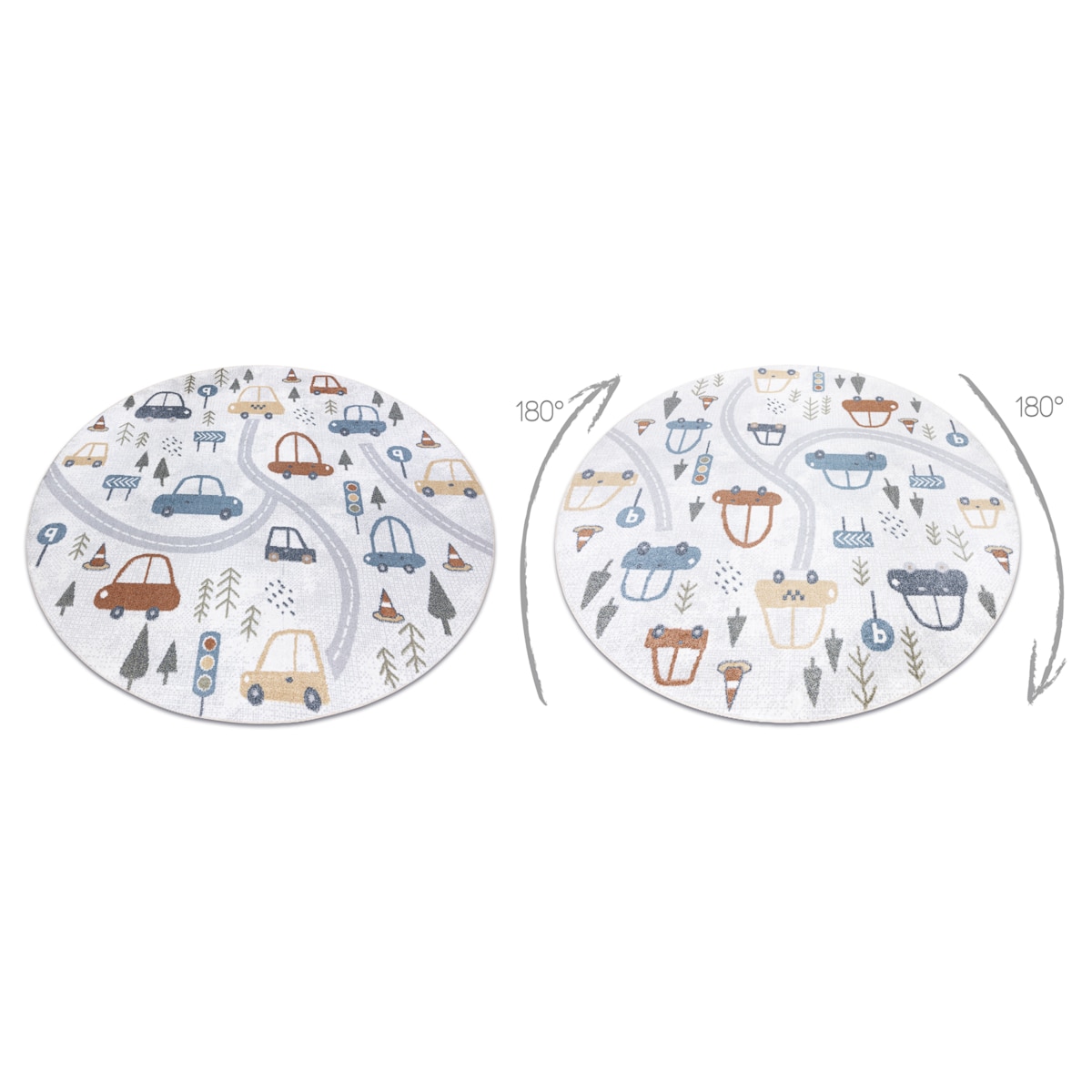 Dywan BONO 8436 koło Auta, ulica kremowy / koło 120 cm