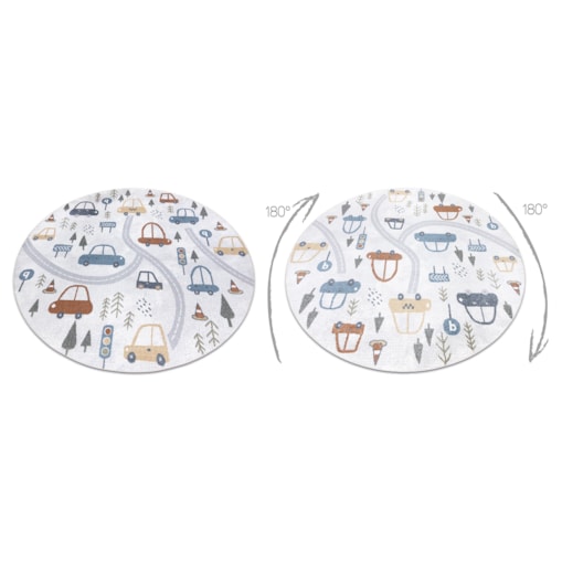 Dywan BONO 8436 koło Auta, ulica kremowy / koło 120 cm