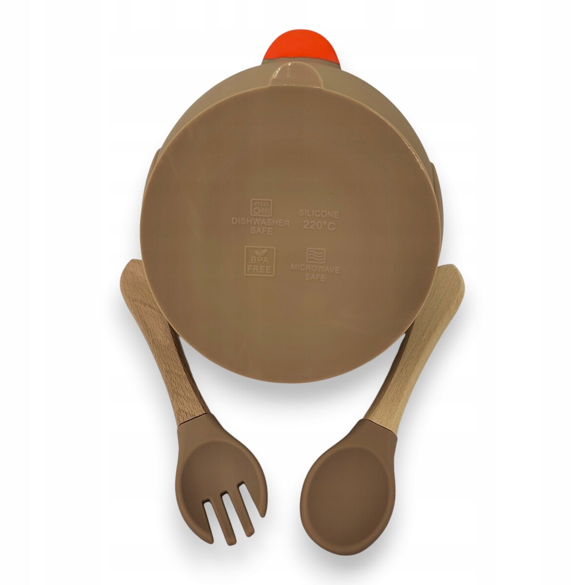 Miseczka z przyssawką silikonowa dla dziecka na przekąski łyżka widelec BLW