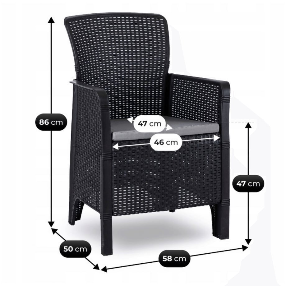 Zestaw Mebli Ogrodowych Na Taras Ogród Technorattan Czarny Popiel