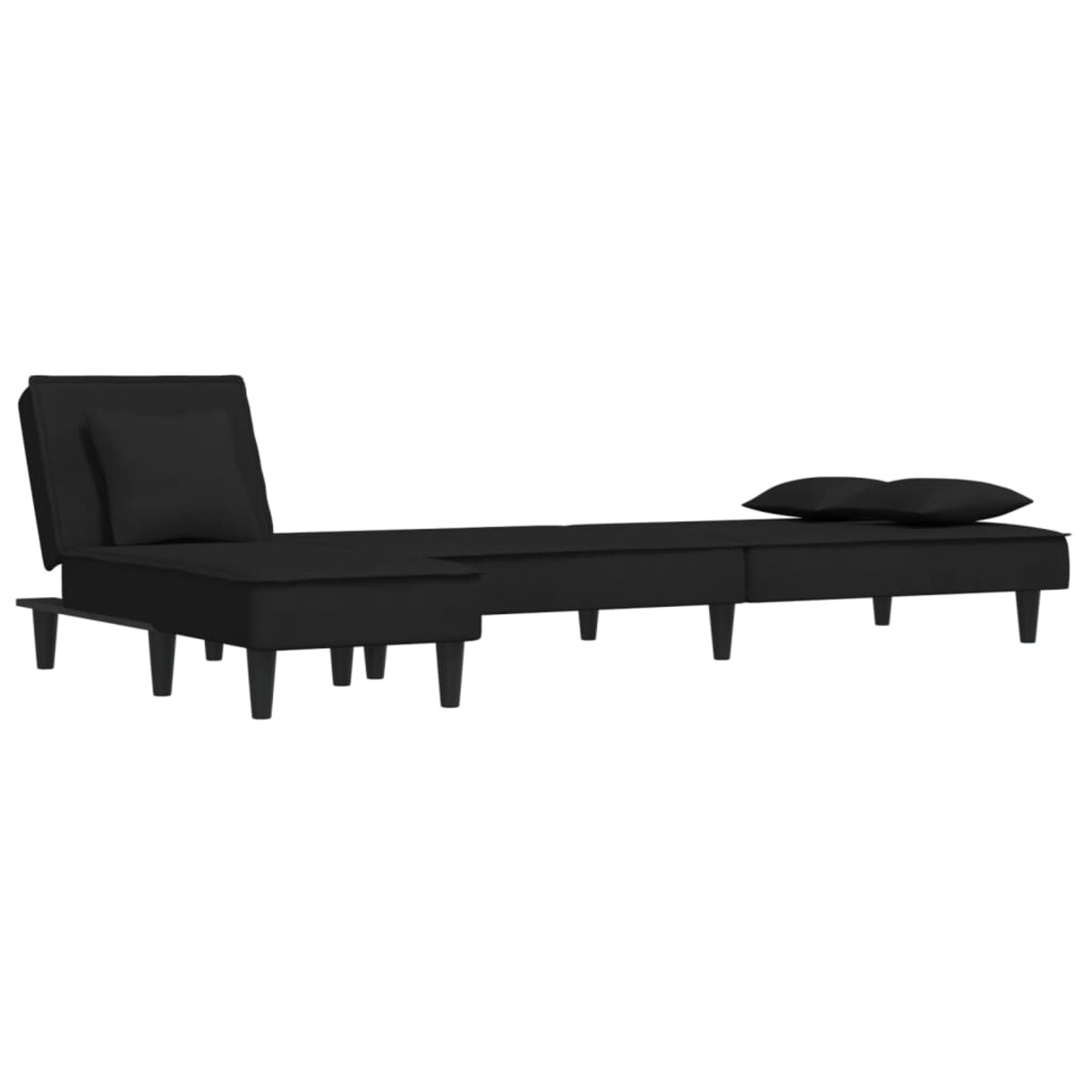 vidaXL Sofa rozkładana w kształcie L, czarna, 255x140x70 cm, aksamit