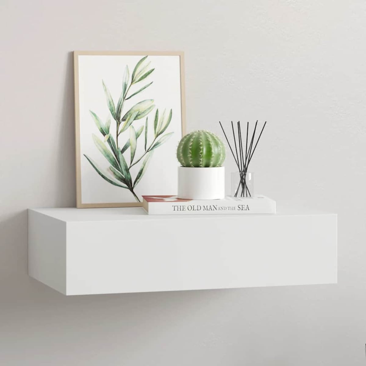 vidaXL Półka ścienna z szufladą, biała, 40 x 23,5 x 10 cm, MDF
