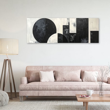 Obraz do salonu biura, Abstrakcyjna kompozycja koła kształty czarno biały