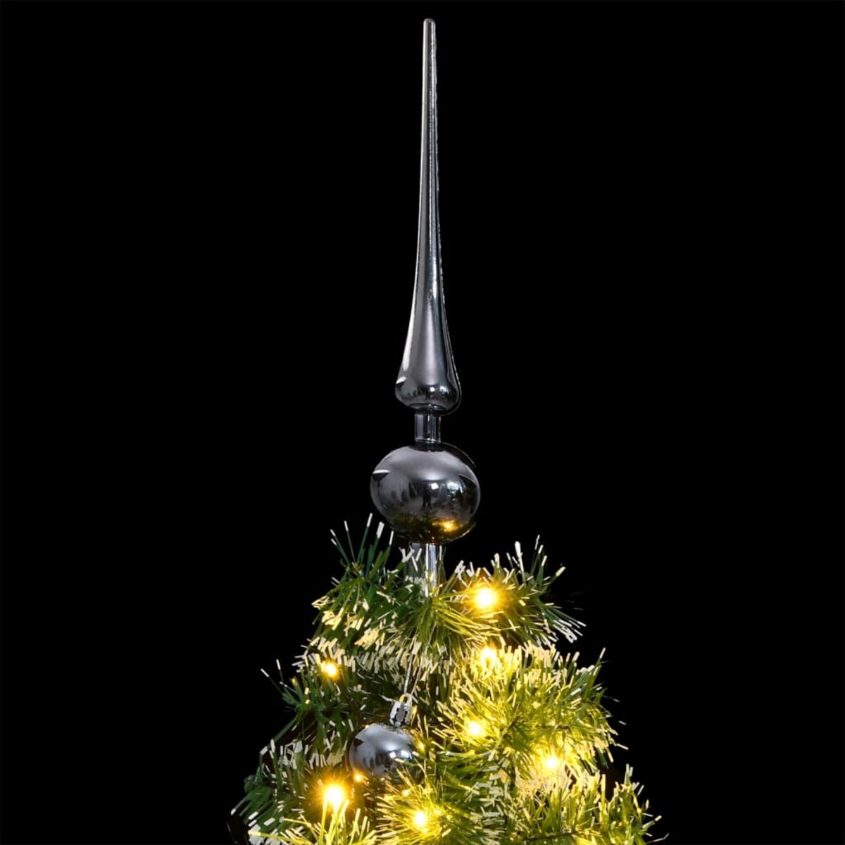 vidaXL Sztuczna choinka na zawiasach, 150 lampek LED i bombki, 150 cm