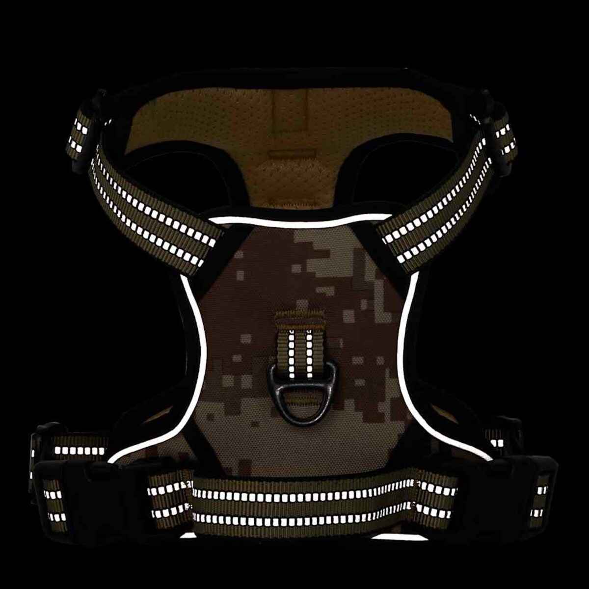 vidaXL Szelki dla psa z odblaskowymi paskami, regulowane, brąz moro, L