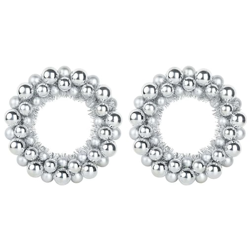 vidaXL Wieniec Bożonarodzeniowy z Bombkami 2 pcs Srebrny