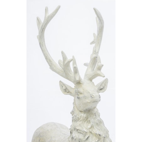 Dekoracja - figurka stojącego białego jelenia 52x15x30 cm KARGU