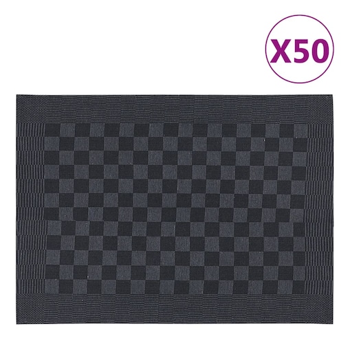 vidaXL Ręczniki kuchenne, 50 szt., czarno-szare, 50x70 cm, bawełna
