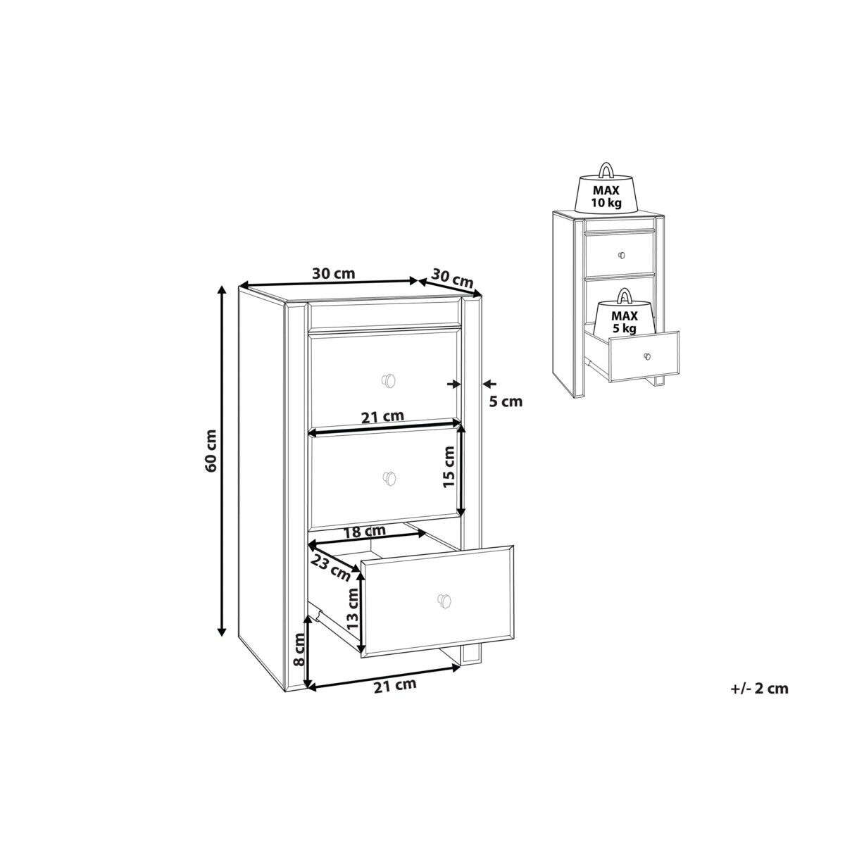 Stolik nocny lustrzany LORRIS