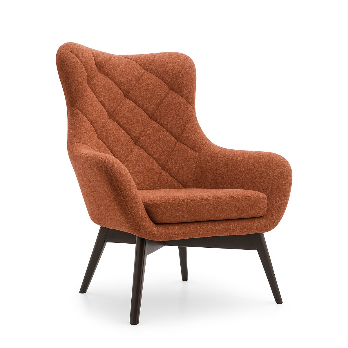 Wygodny Fotel na drewnianych nogach LISA CARO miedziany