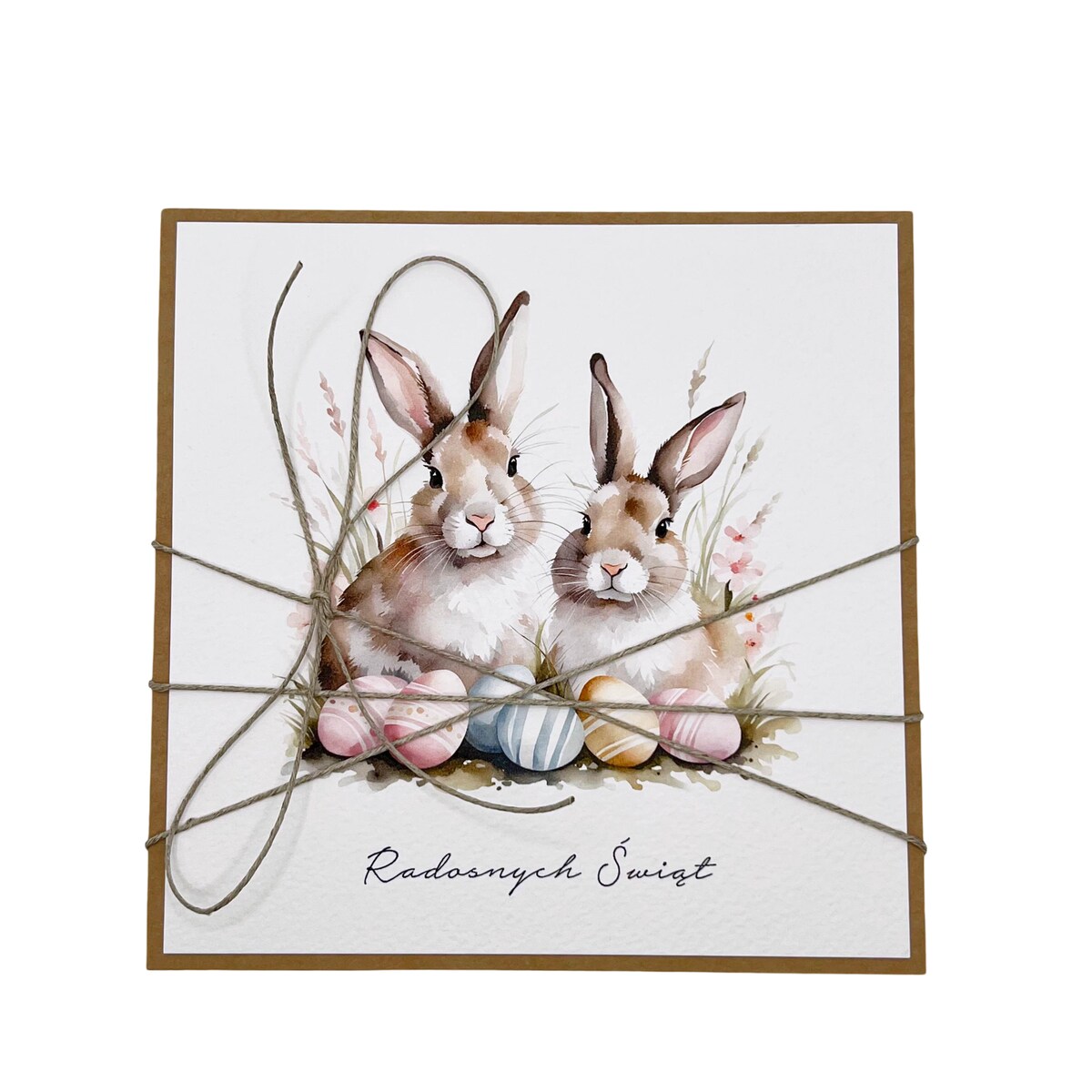 Ręcznie robiona kartka świąteczna wielkanocna na Wielkanoc zajączek wielkanocny
